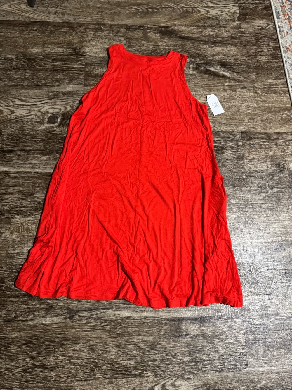 Time and Tru Bright Red Sleeveless Midi Shift Dress